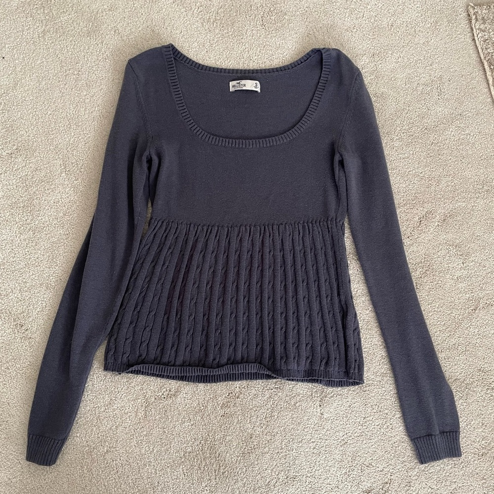 HOLLISTER BABYDOLL CABLE KNIT SWEATER TOP BELLA SWAN